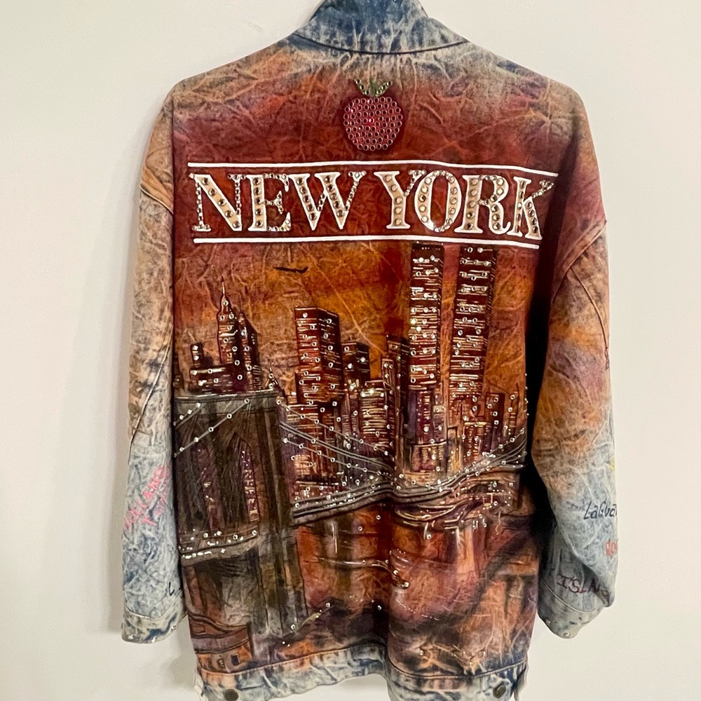 Tony Alamo New York Hand-Painted Rhinestone Denim Jacket – Size XL